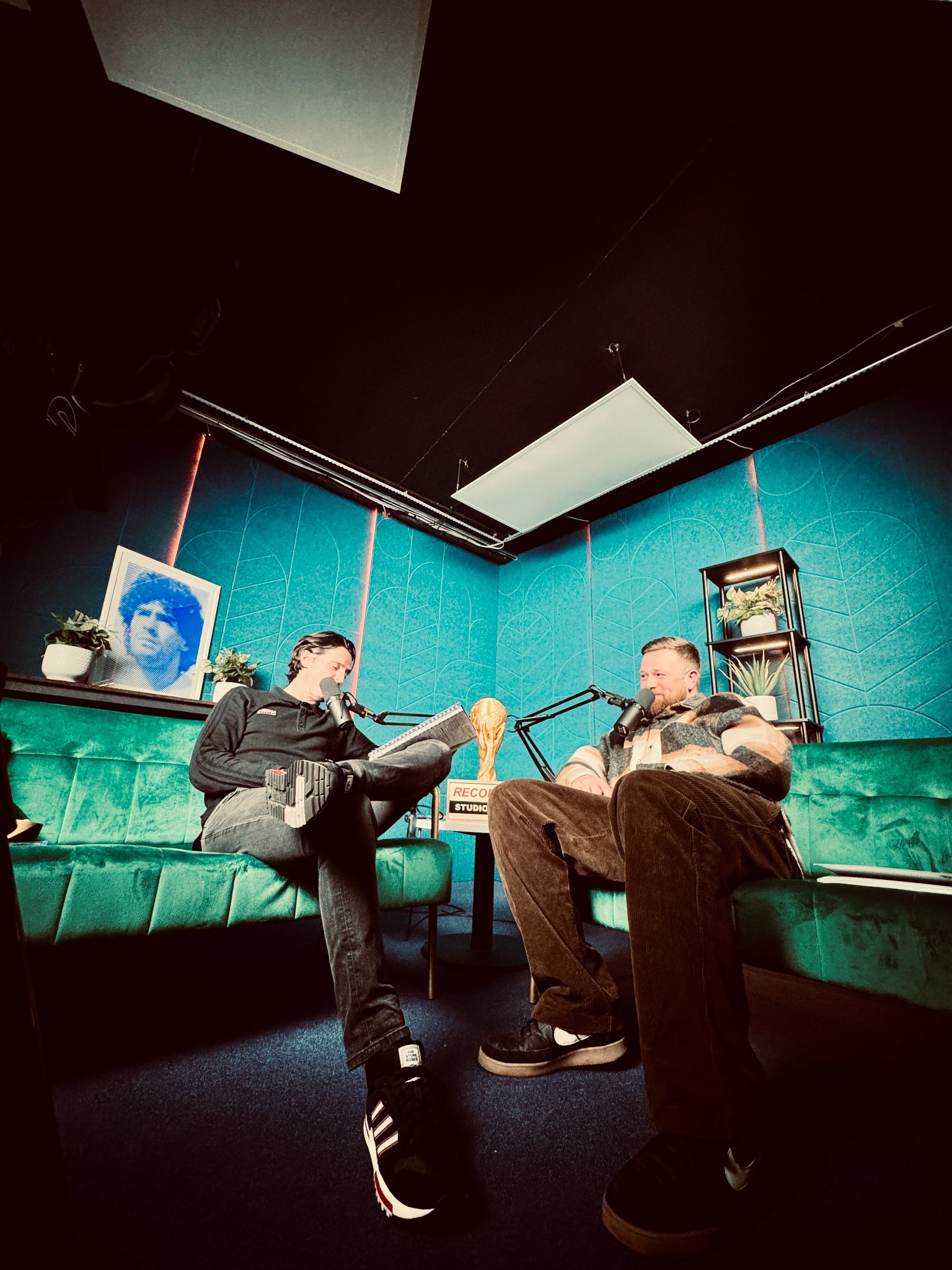 Alright Fans and Crazy Ginger Cabbie recording with the World Cup trophy at The Factory London